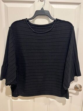 Source Unknown Black Ribbed Boxy Short-Sleeve Sweater